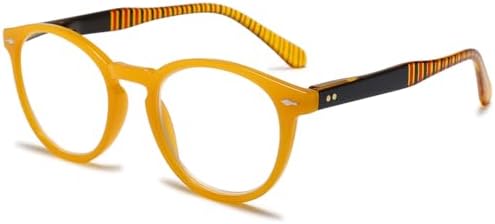 Retro Round Reading Glasses Men Women Blue Light Blocking Lightweight Computer Readers with Spring Hinges