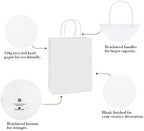 BagDream Paper Shopping Bags 10x5x13 100Pcs White Kraft Gift Bags with Handles Bulk, for Shopping, Merchandise, Retail, Party Favor, Gifts, Take-out, Recyclable Paper Sacks