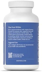 BodyBio Evening Primrose Oil - Natural Gamma Linolenic Acid for Healthy Skin & Hormone Balance - Non-GMO, Cold Pressed, 180 softgels