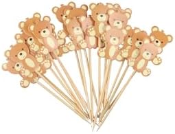 Leadigol 40PCS Bear Cupcake Toppers Bear Cake Toppers,Birthday Party Decoration Bear Theme Cupcake Toppers,for Wedding Birthday Party Supplies