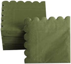 200 Pack Cocktail Napkin 2-Ply Scalloped Edged Dessert Napkins Folded 5 x 5 Inches Disposable Napkins for Dinner Wedding Birthday Party Bridal Anniversary Reception Event (Green)