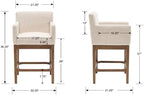 Ya-Home 26’’ Bar Stools Set of 6, Modern Farmhouse Counter Height Barstools Linen Fabric Bar Chairs with Armrest for Kitchen Island Dining Room, Beige