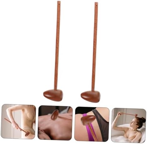 2pcs Wooden Massage Hammer for Full Body Relief Tapping Tool for Back Neck Shoulders Legs and Hips Reusable Health Care Massaging Hammer in Coffee Color Random Color
