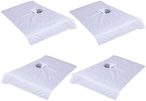 4 Pack Massage Table Soft Cotton Towelling Cover Set with Face Hole - Beauty Bed Spa Sheets for Comfortable Massage Experience, Salon Use, and More