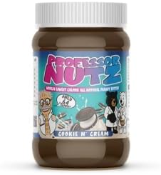 Professor Nutz Organic Peanut Butter- Low Calorie, Nut Butter, Natural Peanut Butter, Natural Fiber, Healthy Peanuts, Great source of Protein, 30 Essential Vitamins (12.42 Ounce, Cookie N' Cream)