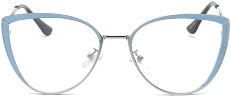LJCZKA Cat Eye Blue Light Blocking Glasses for Women Computer Glasses Metal Frame Anti Eyestrain