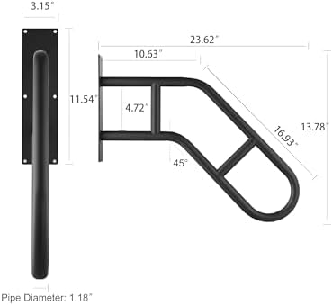 Handrails for Outdoor Steps,Stair Railing Indoor 1-3 Step，Hand Rails for Elderly, Porch Railing & Deck Hand Rail Wall Mount Stair Hand Grab Bars, U-Shape Safety Handle for Garage, Porch, Garden