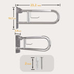 23 Inch Toilet Grab Bar, Flip Up Grab Bar with Paper Holder, Anti-Slip Safety Bars for Toilet, Stainless Steel Knurled Toilet Handles for Seniors Disabled Elderly Pregnant, Brushed Nickel