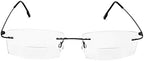 Fuisetaea Rimless Frame Bifocal Reading Glasses Flexible Titanium Alloy +3.00 Lightweight Readers Bifocal Glasses