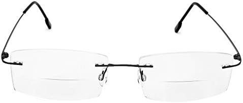 Fuisetaea Rimless Frame Bifocal Reading Glasses Flexible Titanium Alloy +3.00 Lightweight Readers Bifocal Glasses