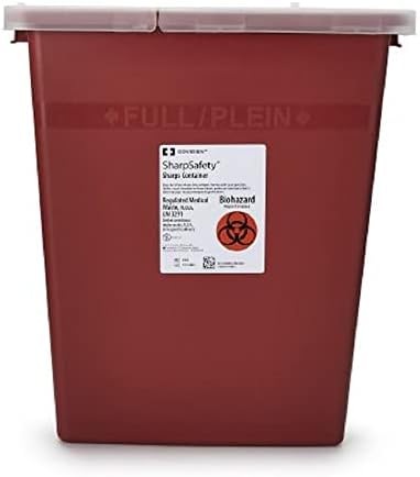 Sharps Container, SharpSafety 1-Piece 17-1/2 H X 15-1/2 W X 11 D Inch 8 Gallon Red Hinged Lid, 8980- - Case of 10