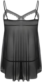 Mens Sexy Sissy Lingerie Sheer See Through Mini Night Dress Chemise with G-String Nightwear