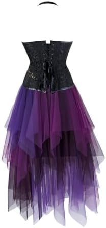 Jutrisujo Brown Corset Pirate Dress Skirt 2 Set Halloween Costumes Plus Size Steampunk Gothic