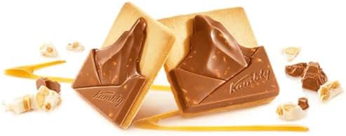 Kambly Mont Choco Biscuits, 3.5 oz | Butter Biscuits with a Tablet of Milk Chocolate with Nougat Pieces | Product of Switzerland