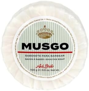 Ach Brito Musgo Shaving Soap, 100g - Made in Portugal, Natural Ingredients, Smooth Shave - Classic Bar Soap for Men - Traditional Portuguese Grooming Essential, White