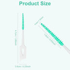 Dental Floss Picks, 200 Count, Soft Rubber Brush Head, Interdental Brushes with Convenient Carry Case,Dual-Ended Toothpick Travel Teeth Cleaning Tools (Green)