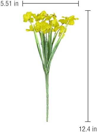 2 Bundles Outdoors Artificial Flowers,Yellow Fake Flowers UV Resistant Plants for Indoor Outside Garden Porch Window Box Home Wedding Farmhouse Spring Decor