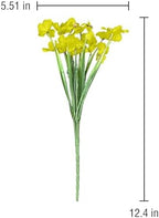 2 Bundles Outdoors Artificial Flowers,Yellow Fake Flowers UV Resistant Plants for Indoor Outside Garden Porch Window Box Home Wedding Farmhouse Spring Decor