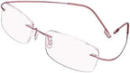 Poxas Memory Titanium Frameless Lightweight Reading Glasses Hingeless Flexibled Frames for Mens Womens