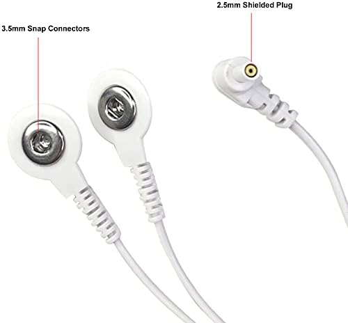 Belifu Shielded Replacement Electrode Wires 2.35mm Tens Replacement Lead Wires Standard Connection Snap 3.5mm Cable for Tens EMS Muscle Stimulator (2 Pack)