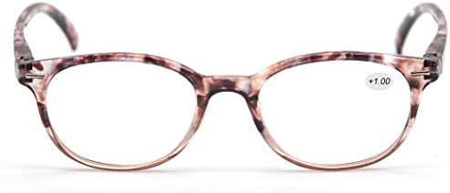 MODFANS Reading Glasses 1.75 Women 3 Pack Spring Hinge Fashion Round Stylish for Reading with Pouch