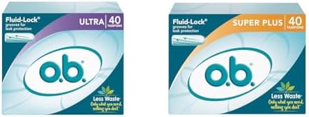 o.b. Tampons Bundle | Ultra Tampons, 40ct and Super Plus Tampons, 40ct | Non-Applicator