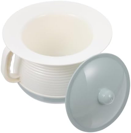 Portable Chamber Pot with Lid, 8" Bedside Urinal for Elderly, Toddlers & Adults, Heavy Duty Spittoon with Handle for Home, Hospital, Camping - Light Blue