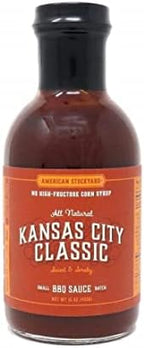 Organic Kansas City Classis BBQ Sauce - Made in USA - 15.5oz Bottle - Family Friendly - Handcrafted in Small Batches with All Natural Ingredients