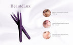 Premium Slant Tip Eyebrow Tweezer (Purple), Stainless Steel Precision Tweezers for Men & Women, for Facial Hair Removal, with Leather Case