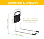 Double Bed Rails for Elderly Adults Safety, Bed Rails for Seniors, Dual Bed Handle Bedside Assist, Adjustable Bed Bar for Fall Prevention, Medical Bed Cane Fits Twin, Queen, Full, King Bed (2 Pack)