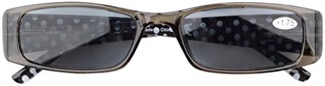 Eyekepper Spring Hinges Polka Dots Patterned Temples Rectangular Reading Sunglasses Sunshine Readers +2.75