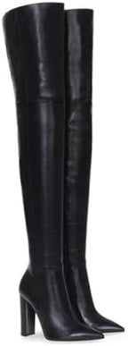 Thigh high boots Womens Chunky heels Over the knee boots Pointed toe side Back zipper brown leopard high heel Knee high pink boots