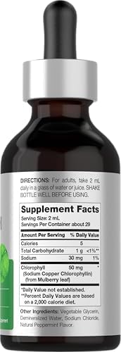 Horbäach Liquid Chlorophyll Drops | 2 oz | Vegan, Non-GMO, and Gluten Free Formula | Natural Peppermint Flavor