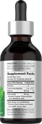 Horbäach Liquid Chlorophyll Drops | 2 oz | Vegan, Non-GMO, and Gluten Free Formula | Natural Peppermint Flavor