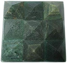 Jet International Lovely Green Mica 9 Pyramid Plate A++ Chakra Power Protection Vastu Healing Feng Shui Energy Gift Success Progress Health Wealth Prosperity Good Luck Divine Vastu Defect Business