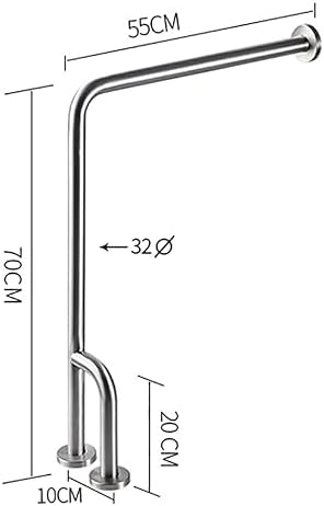 L-Shaped Bathroom Grab Bar for Handicap Elderly304 Stainless Steel Wall to Floor Mounted Safety Handrail for Shower Toilet BathtubsDisability Assist Device Accessories