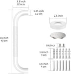 2 Pack 16 Inch Shower Grab Bar - 1.25" Diameter, ZUEXT White Stainless Steel Bathroom Grab Bar Handle, Bath Balance Bar,Safety Hand Rail Support,Handicap Injury Elderly Senior Assist Bath Handle