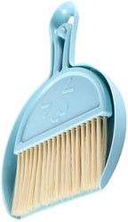 Tyenaza Mini Brush Dustpan Set, Mini Broom Dustpan Set Smile Face Plastic Handheld Efficient Cleaning Portable Tiny Brush Dustpan for Tabletop Office(Blue)