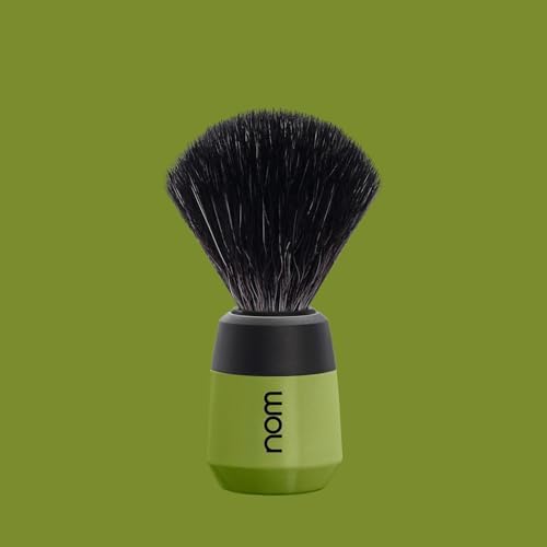 NOM Max Shaving Brush | Vegan Shave Brush for Shaving soaps and creams | sustainable eco-friendly and reusable | Exfoliating Shaving Brush | Olive handle