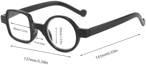 Classic Reading Glasses for Seniors Stylish Frame with Round and Square Lenses, Unisex Readers for Men and Women