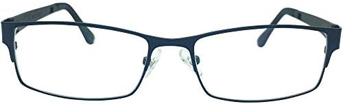 Mens Womens Black Blue Metallic Frame Reading Glasses