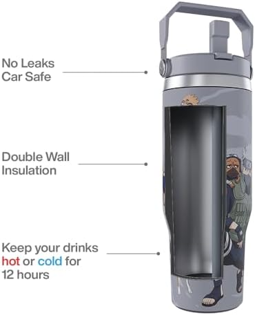 Team Liquid Naruto Kakashi Ninja Pup Tumbler with Lid, 30 Oz Water Cup, Vacuum Insulated, Anime Water Bottle, Reusable Insulated Stainless Steel tumbler for Water, Iced Tea or Coffee