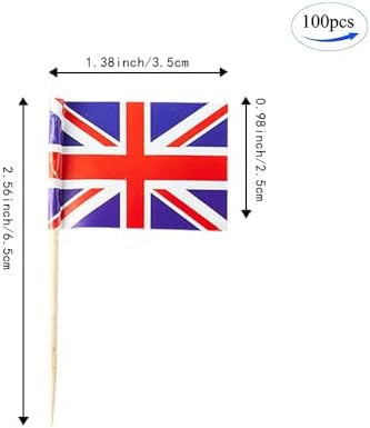 UK Flag British Flag, Small Mini British Toothpick Flags for Food, Cupcakes, Cocktails, Appetizers, Bar Party Decorations