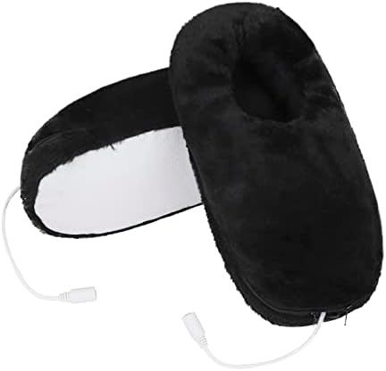 Electric Heated Thick Padded Plush Slippers, Men Women Winter USB Rechargeable Heating Pad Bootie Foot Heater Pull on Shoes Anti-Slip Thermal Indoor Slippers Boots Foot Warmer