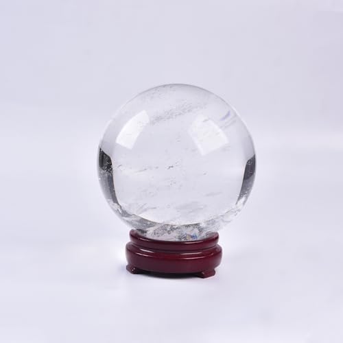 JIC Gem Large Smelting White Quartz Sphere Ball Artificial Healing Crystal Stone Decorative Ball with Stand Reiki Chakra Meditation Gift 4.33-4.72 Inch