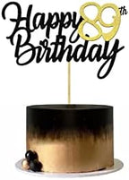 Happy 89th Birthday Cake Toppers Glitter 89th Anniversary Cake Topper 89 Years Loved Bday Decorations 89 Gold Birthday Cake Decorations Eighty-nine Party Supplies for Women Men(Black Gold)
