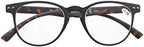 Eyekepper 4-Pack Round Full Coverage Ultrathin Flex Frame Reading Glasses Readers Black Frame Tortoise Arms