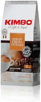 Kimbo Espresso Crema Intensa Whole Bean Coffee - Blended and Roasted in Italy - Medium to Dark Roast with a Full Body Cinnamon Flavor - 2.2 lbs Bag