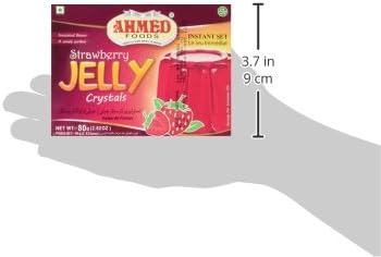 AHMED Halal Jello Vegetarian Crystal Jelly, Strawberry, 85 Gram (Pack of 12) (Packaging may vary)
