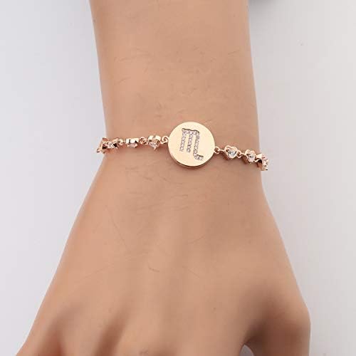 ENSIANTH Rose Gold Zodiac Sign Adjustable Bracelet Birthday Gift for Women